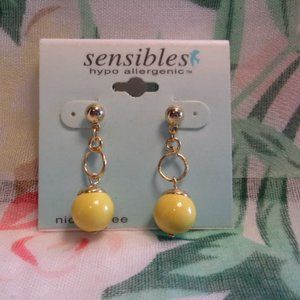 Sensibles Hypo Allergenic Yellow Bead Earrings